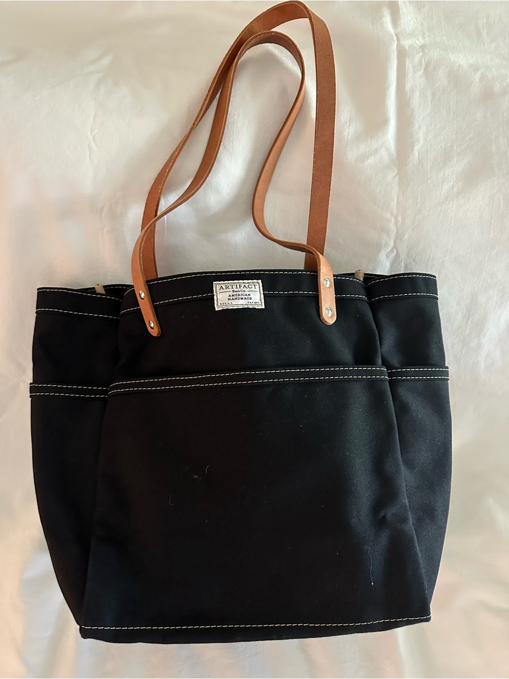 Artifact Echo Black Canvas Tote with Leather Straps